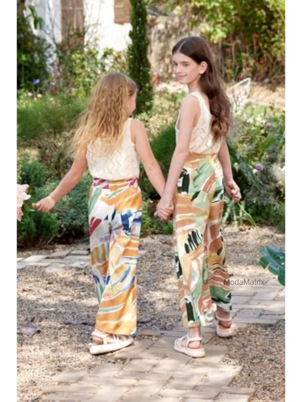 Girls Floral Wide Leg Palazzo Pants Lightweight Flowy Lounge Trousers with
